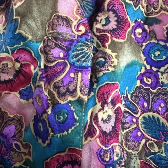 Victoria's Secret Silk Floral Tunic Blouse Womens Medium VTG Cardigan Cover Up - Picture 11 of 11